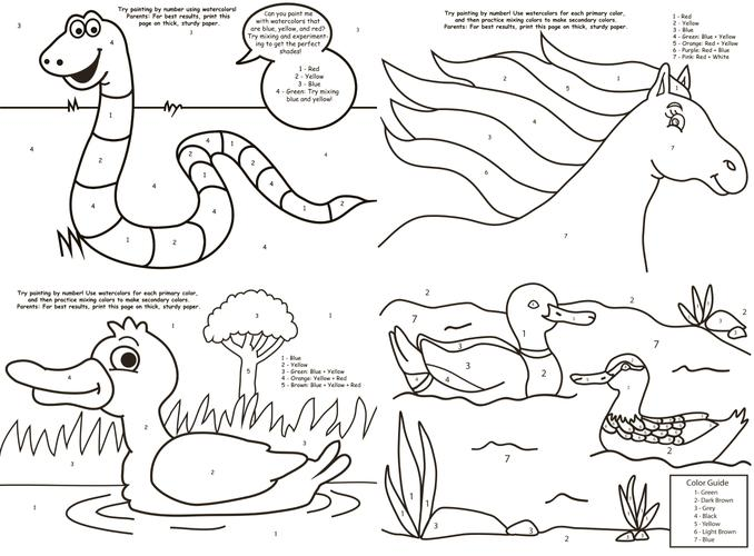 printable color by number - coloring page for kids