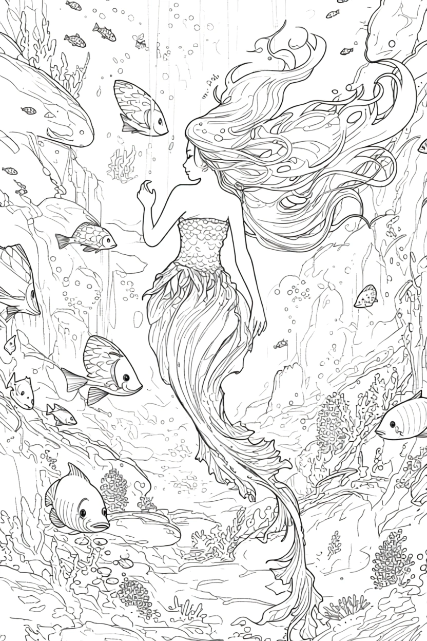 mermaid coloring pages - free printable coloring pages