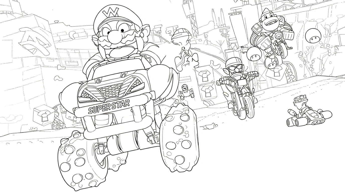mario kart coloring pages - free printable coloring pages