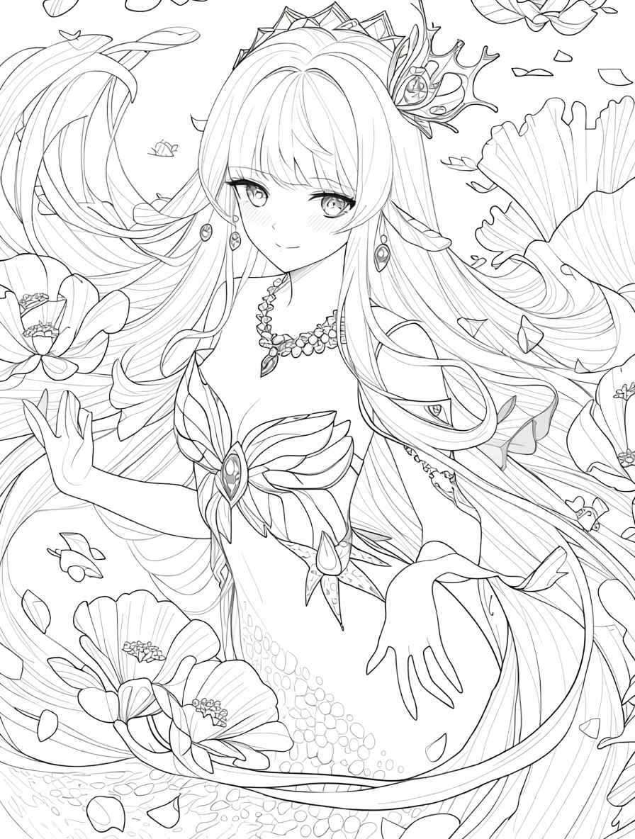 mermaid coloring pages - coloring sheet