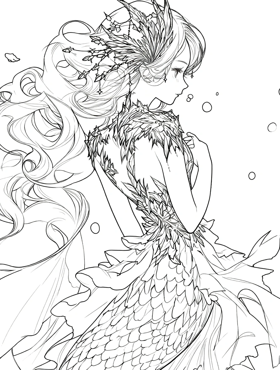 mermaid coloring pages print - coloring sheet