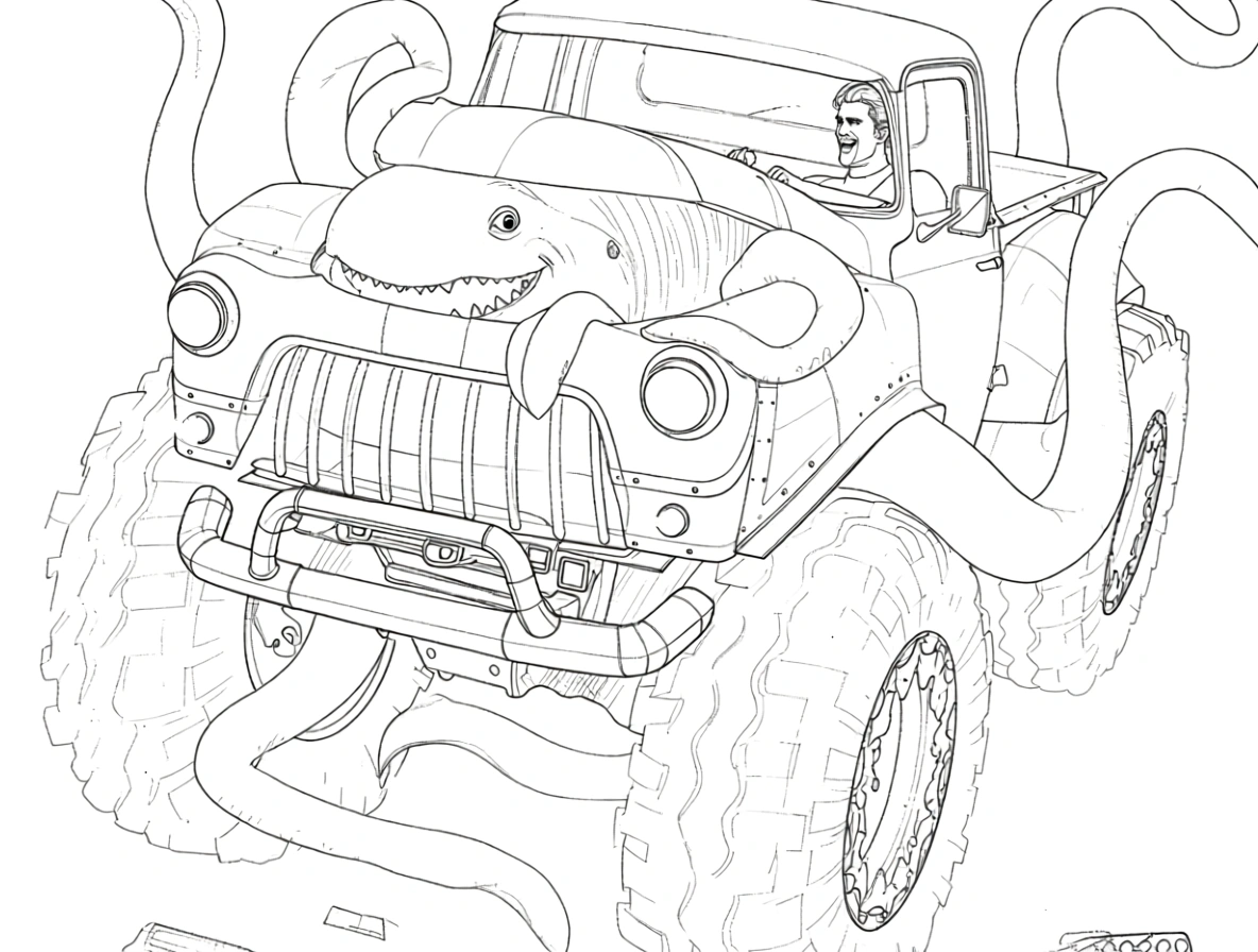 monster truck coloring page - free printable coloring pages